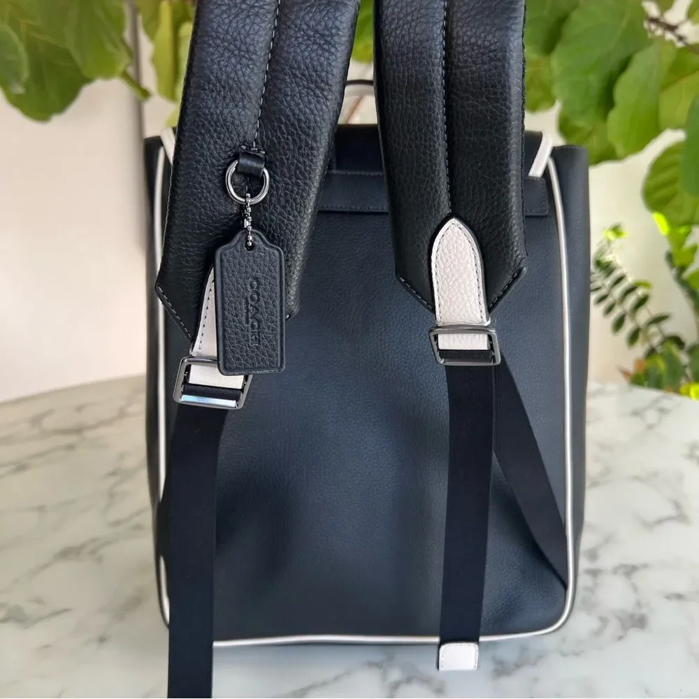 NWT Coach Blaine Backpack CP055 GUNMETAL BLACK CHALK WHITE Leather
